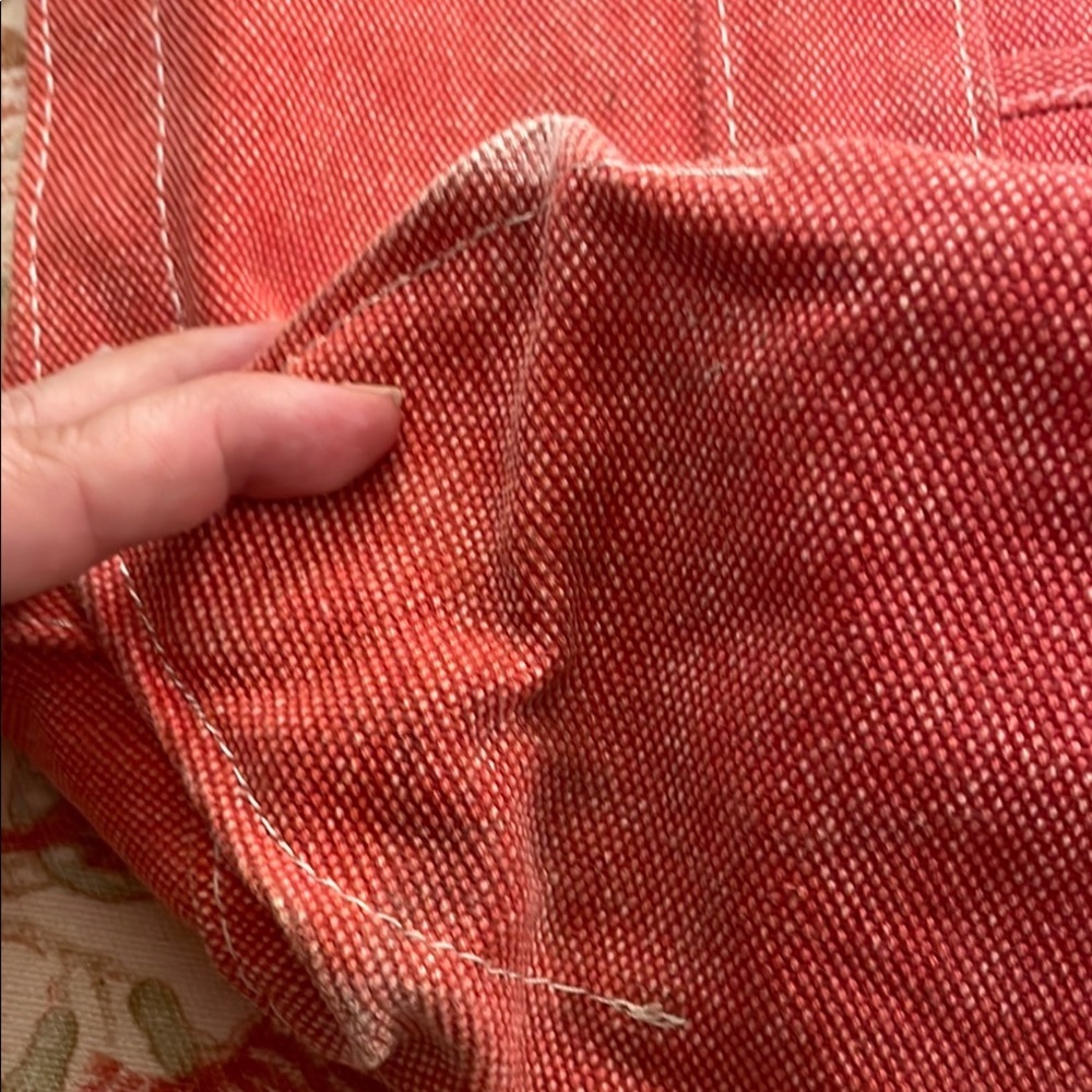 L.L. Bean RARE Sig Salt Wash Red Canvas Boat & Tote Check Print Inside - Picture 3 of 14